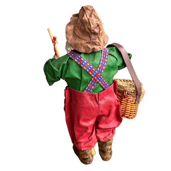 Fabric Mache Christmas Santa Claus Vacation 11” Figurine Holiday Cabincore Fish - Picture 5 of 14